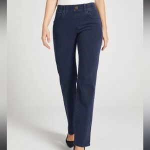 Betabrand Signature Mid-Rise Straight Jeans M Dark Wash Pull on